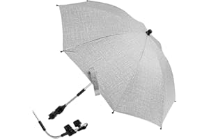 ADIFARE Baby Pram Umbrella Canopy Parasol, Universal UV Parasol for Pushchairs and Buggy, Clip on Stroller Umbrella, Baby Buggy Sun Parasol with Adjustable Fixing Clamp(grey-75cm)