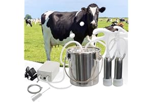 CJWDZ Electric Milking Machine for Cattle 7L Stainless Steel Pulsation Milking Vacuum Pump,Parts Goat Milker Machine Goat Milking Supplies for Donkey Sheep Cow Horse (7L, For Cattle)