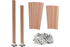 Hanqing 120 Pcs Wood Candle Wicks with Stand, Natural Smokeless Candle Wicks for Candle DIY Craft (60 Set, 2 Size)