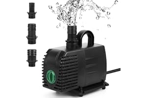 JIERTOP Pompe Eau Submersible, 5000L/H 165W Pompe Aquarium Pompe Bassin Ajustable avec pour Étang Poisson Fontaine Réservoir de Poissons 3 Buses Cordon de 5m