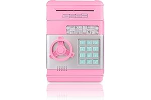 Auped Hucha electrónica con contraseña, Hucha Mini Hucha, Banco de Dinero de Las contraseñas para Dinero en Efectivo, Monedas, Mini Monedas, Mejor Regalo para niños (Rosado)