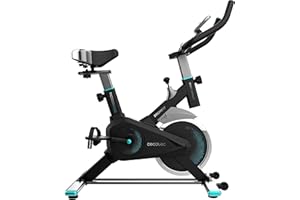Cecotec Bicicleta Estática Indoor DrumFit Indoor, Volante de inercia de 6 a 13 Kg, Resistencia Manual, Monitor LCD, Pulsómetro, Soporte de Dispositivos, Botella, Porta Botellas y Calapiés