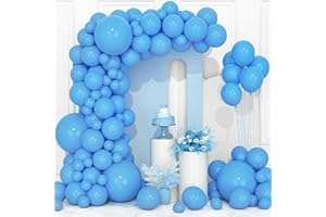 OUSUGA Globos Azules Claro, 106 Piezas 5 10 12 18 Pulgadas Arco Guirnalda de Globos Azul Cielo Mate con Cinta para Niñas Mujeres Hombres Fiesta de Cumpleaños Baby Shower Boda Aniversario Celebración Escolar