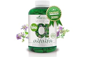 Soria Natural Verde de Alfalfa - Fuente Rica en Vitaminas, Minerales y Clorofila - Suplemento para Energía y Salud Digestiva, Capilar, Piel y Uñas - Antioxidante Natural - 240 cápsulas