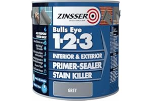 Zinsser Bulls Eye 1-2-3 Primer-Sealer & Stain Killer 1 Litre Ready Mixed Colour - Grey