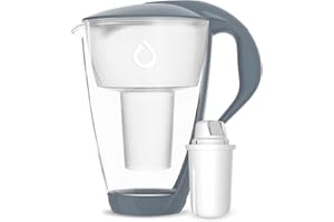 Dafi Wasserfilter Kanne aus Glas mit Classic Filter Crystal LED 2L Grau - Wasserkaraffe mit Aktivkohle Filter, Wasserkanne, Filterkanne, Glasfilterkanne - gegen Kalk, Chlor, BPA-Fre