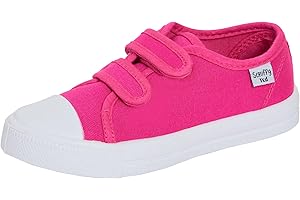 SCRUFFYTED Kids Canvas Shoes Boys Trainers Girls Pumps Unisex Easy Fasten Plimsolls Casual Shoes