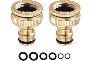 COSORO 2 pack Garden Hose Tap Connector - 3/4 inch & 1/2 inch 2-in-1 Brass Female Threaded Tap Connector for Hosepipe, Threaded Faucet Adapter