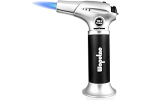 WOPUTNE Küchenbrenner Nachfüllbarer Flambierbrenner, Butan Gasbrenner, Gasfeuerzeug Einstellbarer Flamme Mit Sicherheitsschloss für küche, Crème Brûlée, Gourmet, BBQ, Camping(Butan ist Nicht Enthalten)