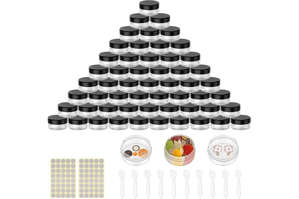 70 Pièces 5ml/5g Contenants Cosmétiques Bidon Vide Transparent Noir Et Blanc Petit Pot Plastique, Pot Vide Cosmétiques Peut être Utilisé Pour Le Baume à Lèvres, La Lotion, La Crème,Les Pilules