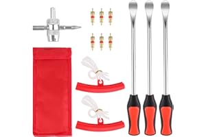 TNEDFOD Reifenmontierhebel Reifen Montiereisen 13 Stück, Reifenheber Montierhebel Werkzeug mit 30,5cm Reifenheber, Felgenschutz und Ventilkerne, Fahrrad Reifenheber Set für Motorrad, Wagen Reifen