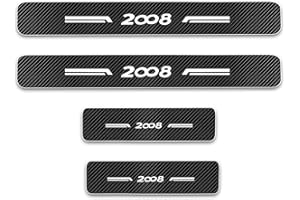 CWWHY 4 Piezas Protectores de Umbral de Puerta de Fibra de Carbono para Coche Placa de Desgaste Accesorios de Protector de Decoración de Umbral de Puerta, para Peu-geot 2008