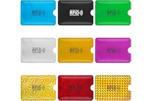 Prasacco Etui blokujące RFID, etui na karty kredytowe, etui na karty RFID, ochraniacze na dowód osobisty, etui na karty kredytowe, dla kobiet i mężczyzn, 9 szt