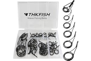 ‎THKFISH THKFISH Ruten Reparatur Kit Spinn Ruten Reparatur Keramik Edelstahl Carbon Spinnrutenführungen Angeln Ruten Reparatur Kit 35stück/75stück