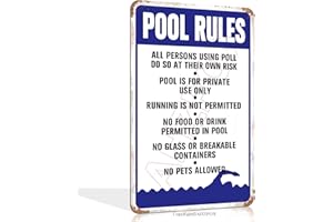AHZFOX Panneau de règles de piscine panneaux en métal vintage drôles décoration murale rétro pour la maison panneau en étain 8 "x 12" décorations de piscine intérieure/extérieure