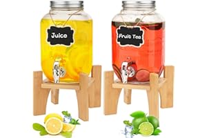 HISREDSUN Distributeur De Boissons De 1 Gallon Avec Support, 2 Packs De Distributeurs De Boissons, Distributeur De Verre D'eau Et De Jus De Fruits Bol à Punch Pour Les Fêtes