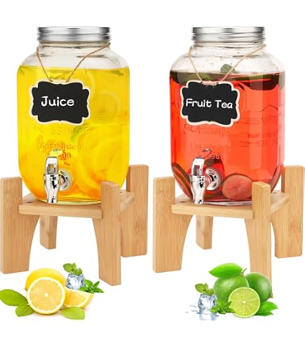 BNjq 20L Glass Beverage Dispenser Preserving Jar with Metal Base, Spigot  Switch, Drink Dispenser for Lemonade, Tea, Cold Water, Wine (Size : A) :  Amazon.de: Home & Kitchen