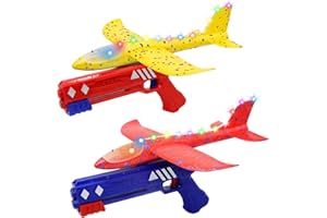 Idota Aviones de Poliespan 4 Piezas, Avion Juguete Niños con LED con 2 con Pistola, Juegos Aire Libre para Niños Regalos Niños Niñas 3 4 5 6 7 8 9 10 11 12 Años