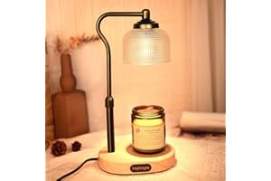 Inspireyes Candle Warmer Lamp for Jar Candles, Electric Candle Warmer with Timer, Height Adjustable, Dimmable Wax Melter Light,2 Bulbs Included, Aroma Diffuser Lamp for Scented Candles, Clear