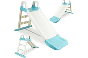 COIL Toboggan Extérieur et Intérieur pour Enfants - Aire De Jeux pour Jardin, Autonome (Crème/Turquoise)