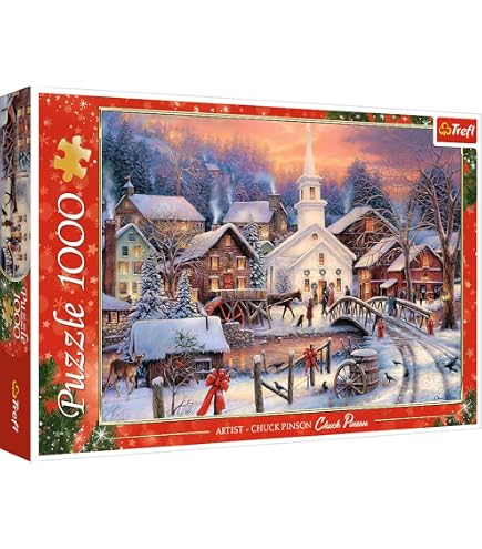 Clementoni Christmas Village Puzzle De 1000 Piezas, Medidas 70x50 Cm, Fabricado En Italia Con Materiales Reciclados, Ideal Para Amantes De Los Puzzles
