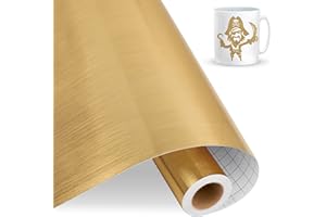 IModeur vinilo adhesivo Dorado cepillada, 30,5 cm x 4,58m Vinilo Dorado para Cricut, Vinilo Autoadhesivo para Regalos DIY, Fiesta de Cumpleaños
