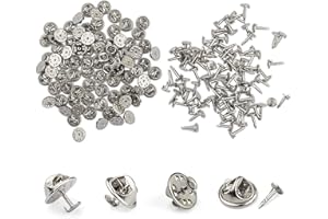 KAIAIWLUO Chiusure a Farfalla con Spilla,50 pezzi Ferma Spille Chiusure a Farfalla con Spilla per Libri Targhette con Nome Ganci Artigianato Fai-Da-Te Non Sono Necessari Attrezzi Argento