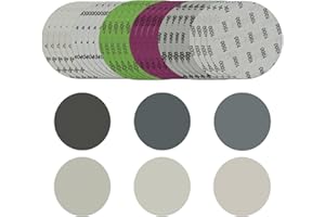 BOBOPACK 30 Pezzi Dischi Abrasivi Rotondi, 125 mm Carta Vetrata, Dischi Carta Abrasiva, Levigatura Dischetti Abrasivi per Levigatrice Metallo Legno, 1000/1500/2000/3000/4000/5000 Grane