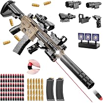 EXTFANS Cible De Tir Mobile 2 Pistolets à Billes Mousse + 24 Balles - Jeu Fun Zombie Pour Enfants Dès 6 Ans Kit Tir 2 Guns 24 Balles