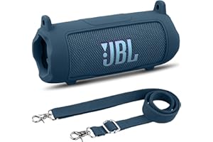 Khanka Do JBL Flip 7 Silikonowe Etui Ochronne z Odpinanym Paskiem, Odporne na Wstrząsy do Przenośnego Głośnika Bluetooth JBL Flip 7 (Niebieski)