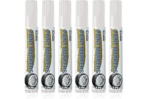 UICCVOKK 6 Stück Reifen Stift,Reifenstift Weiß Wasserfest, Lackstift Weiß,Permanent Reifenmarker,Verblasst Nicht Antifouling für Auto, Motorradreifen, Eramik, Holz, Leder, Kunststoff