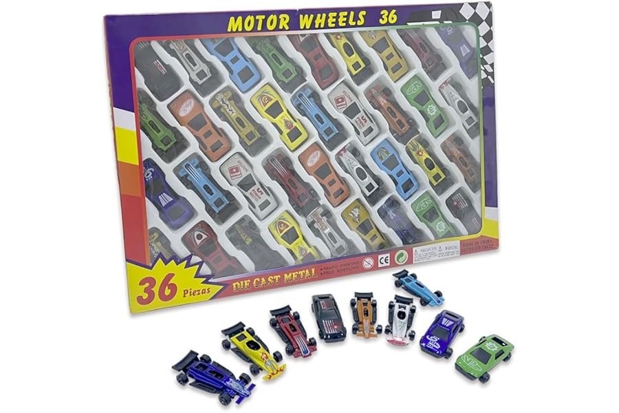 Ram© 36 Piece Die Cast Metal Toy Cars Childrens Pretend Play Race Cars Toys