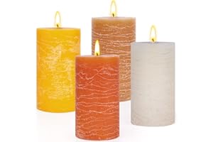 FONTOEN Zestaw prezentowy ze świecami zapachowymi, 4 świece filarowe, zestaw świec zapachowych dla kobiet, długość 10 x 5 cm, czas palenia 60 godzin, świece aromaterapeutyczne z wosku sojowego