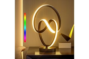 airnasa Lampe de Chevet Spirale, en Forme de Cœur, RGBW 10 Modes d'Éclairage, Contrôle tactile Lampe de Chevet à LED, Pour Se Chambre à Coucher Bureau Salon, Déco, Cadeau - Noir Mat