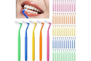 SYVORY 60 sztuk szczotek międzyzębowych, szczoteczki międzyzębowe do przestrzeni międzyzębowych i dziąseł, 0,66 – 1,55 mm, w kształcie litery L, do czyszczenia aparatów ortodontycznych, wielokrotnego użytku