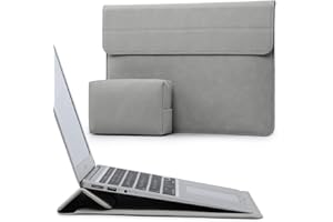 HYZUO 15-16 Cali Etui na Laptop z Funkcją Stelaża do MacBook Pro 16 M4/M3/M2/M1 2025-2019, XPS 15, MacBook Pro 15 2015-2012, Samsung Galaxy Book Flex 15, Jasnoszary