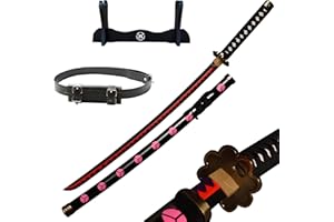 Hashiman - Katana One Piece - Roronoa Zoro Shusui - Réplica Sable Manga Anime + Soporte Espada de Madera + Cinturón - Juguete Cosplay Catana Japonesa Niños Adultos - Juego Disfraces Ninja