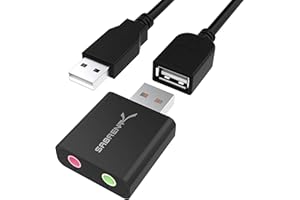SABRENT Scheda audio USB cuffie e microfono per MAC e Windows, Adattatore audio presa USB, Plug & Play, Nessun driver necessario [Alluminio Nero] (AU-EMCB)