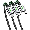 【3-Pack】INIU USB C-kabel, 3,1 A QC Snabbladdande USB-typ C-laddare, Zinklegering (1,6 + 6,6 + 6,6ft) Flätad Datakabel USB A t