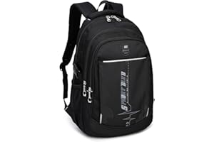 SIVENKE School Backpacks Student Bookbag Laptop Rucksack Computer Casual Shoulder Daypack Travel Back Pack for Teen Boys Black