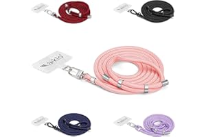 Aiklo | Colgante Universal teléfono móvil para Colgar Hombro/Cuello | Compatible e Intercambiable Entre Fundas | Correa Regulable en Altura Doble Anclaje | Cuerda de Nylon cómoda, Suave, Resistente