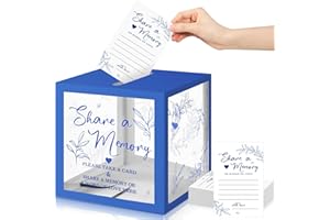 Pajean 50 Pcs Greenery Share a Memory Cards for Collections of Life Memory Guest Cards Box Ideas for Funeral Graduation Wedding Bridal Shower Birthday Anniversary Retirement(Blue)