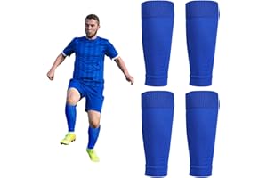 XNIVUIS 2 Paires Football Protège-Tibia Chaussettes, Noir Protège Tibias de Football, Manchons de Compression pour Adultes Pour Athlète Débutant ou de Haut Niveau, Taille Unique (Bleu)