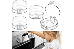 Mauepersu 4 Pièces Cache Bouton Gazinière: Cache-Bouton Sécurité Enfants Ø4cm Hauteur 5.3cm, Montage sans Démontage Transparent Protection Multirisque - Cache Multiprise Sécurité Bébé