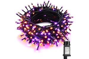 Halloween Decoration Guirlandes Lumineuses Orange + Pourpre, BrizLabs 20M 200 LED Extérieure Noël Guirlandes Électrique Étanche 8 Modes Intérieur Lumière pour Thanksgiving Chambre Arbre Fête Jardin