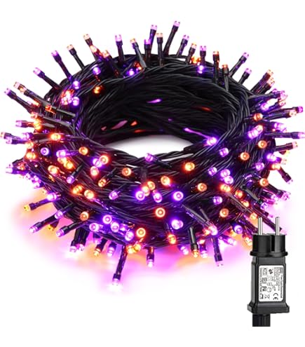 Guirlande Lumineuse Halloween Toile D'araignée Géante 6x5m - 150 LED Orange/violet, 8 Modes, USB
