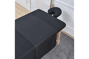 Kesfey 3-Piece Black Microfiber Massage Sheet Set, Includes Massage Flat Sheet, Fitted Sheet and Face Rest Cover