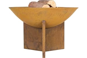 La Hacienda Kala Oxidised Firepit - Patio Heater - Log Burner - 360 view, Natural Rusted