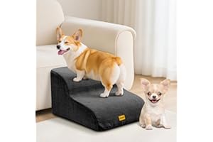 Gimars Escalier Extra Large Robuste en Mousse 30D Haute densité 2 marches pour canapé, escalier pour Animal Domestique pour Chien de Petite et Moyenne Taille, Noir
