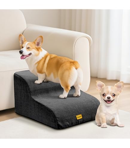 Scaletta Per Cani E Gatti Ioensy - 3 Gradini, Copertura Lavabile, Antiscivolo, Grigio Scuro - Foto 9